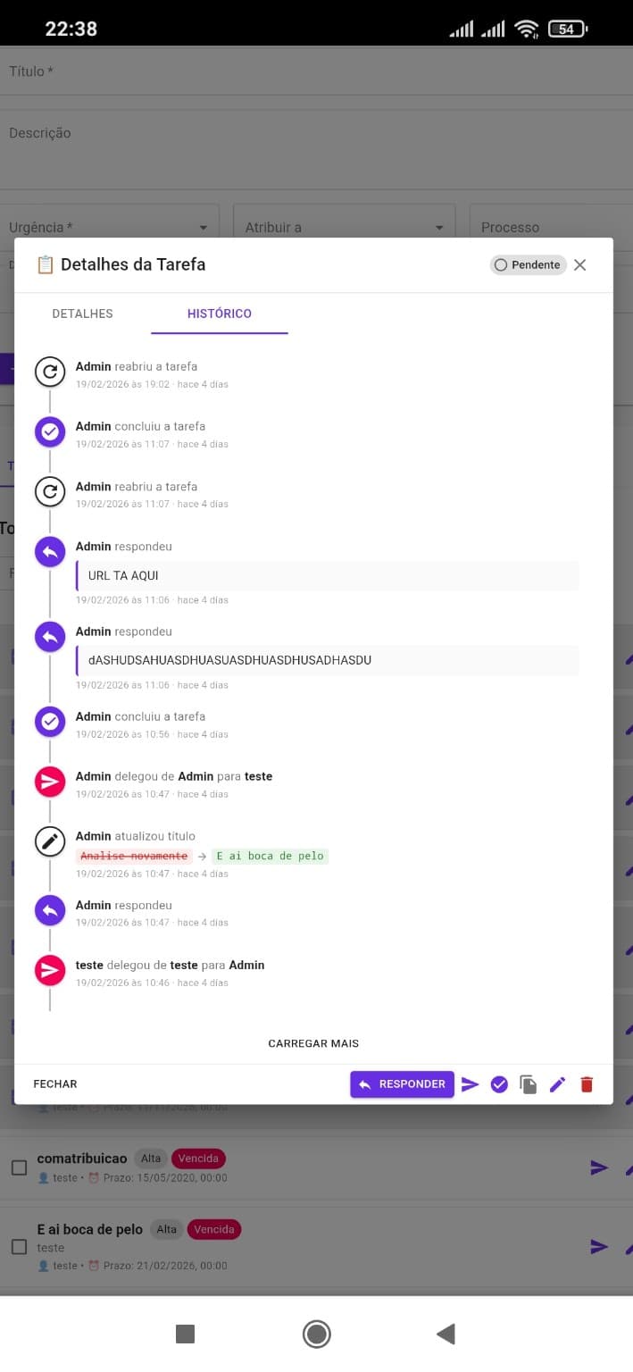 Fluxo de aprovação de tarefas com controle de qualidade
